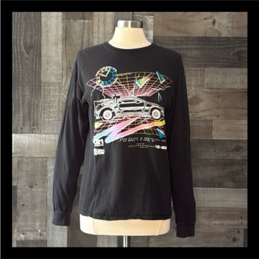 Back To The Future long sleeve shirt medium sparkly rainbow retro 80s nostalgia